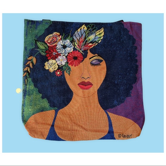 Bohemian Jacquard Woven Cotton Tote Bag 17”x 17” - Picture 2 of 6